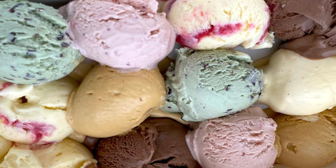 A Selection of beautiful colourful ice cream deliciously creamy and yummy